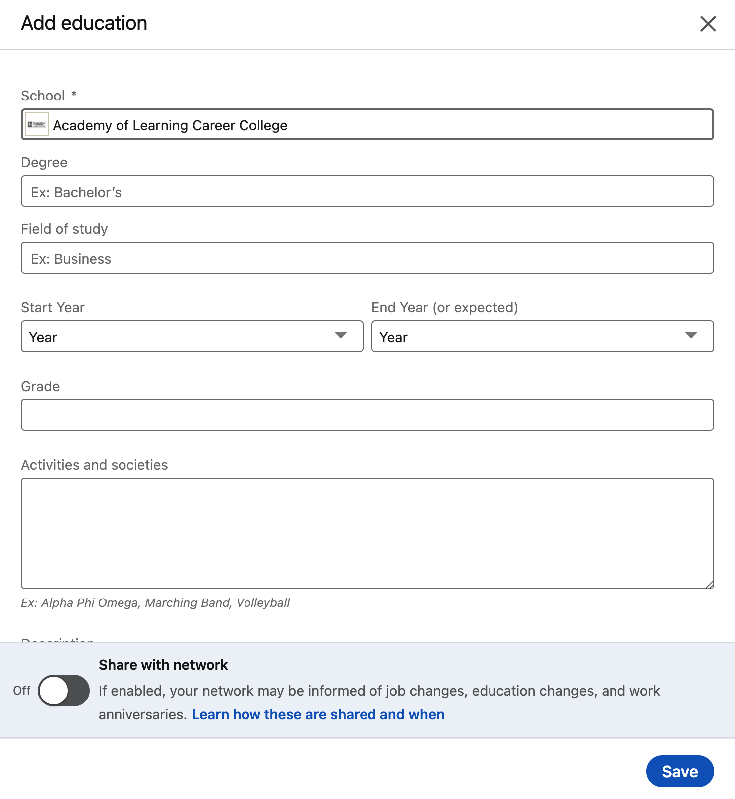 Linkedin Form