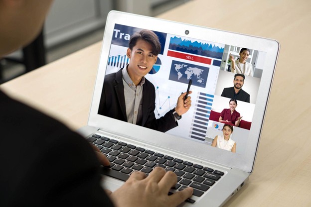 A remote team collaborating through digital tools
