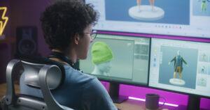 A motion graphics project displayed on a digital design screen