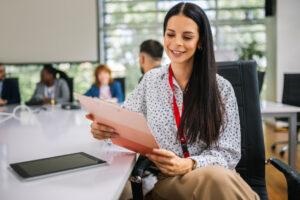 Career college student completing practicum placement in a professional workplace